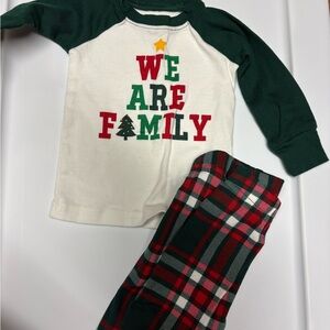 Baby Holiday 'We Are Family' Pajama Set - Green & White